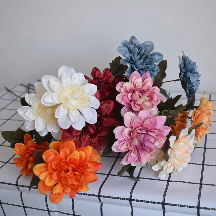 AF15102 Wedding Centerpiece Decoration Artificial Silk Dahlia Flower Bouquet Artificial Flowers Decor