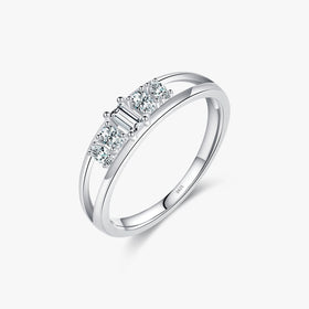 Pure 925 Sterling Silver Fashion Party Zircon Female Finger Ring for Women Fine Jewelry Double Layer Lines CZ Rings
