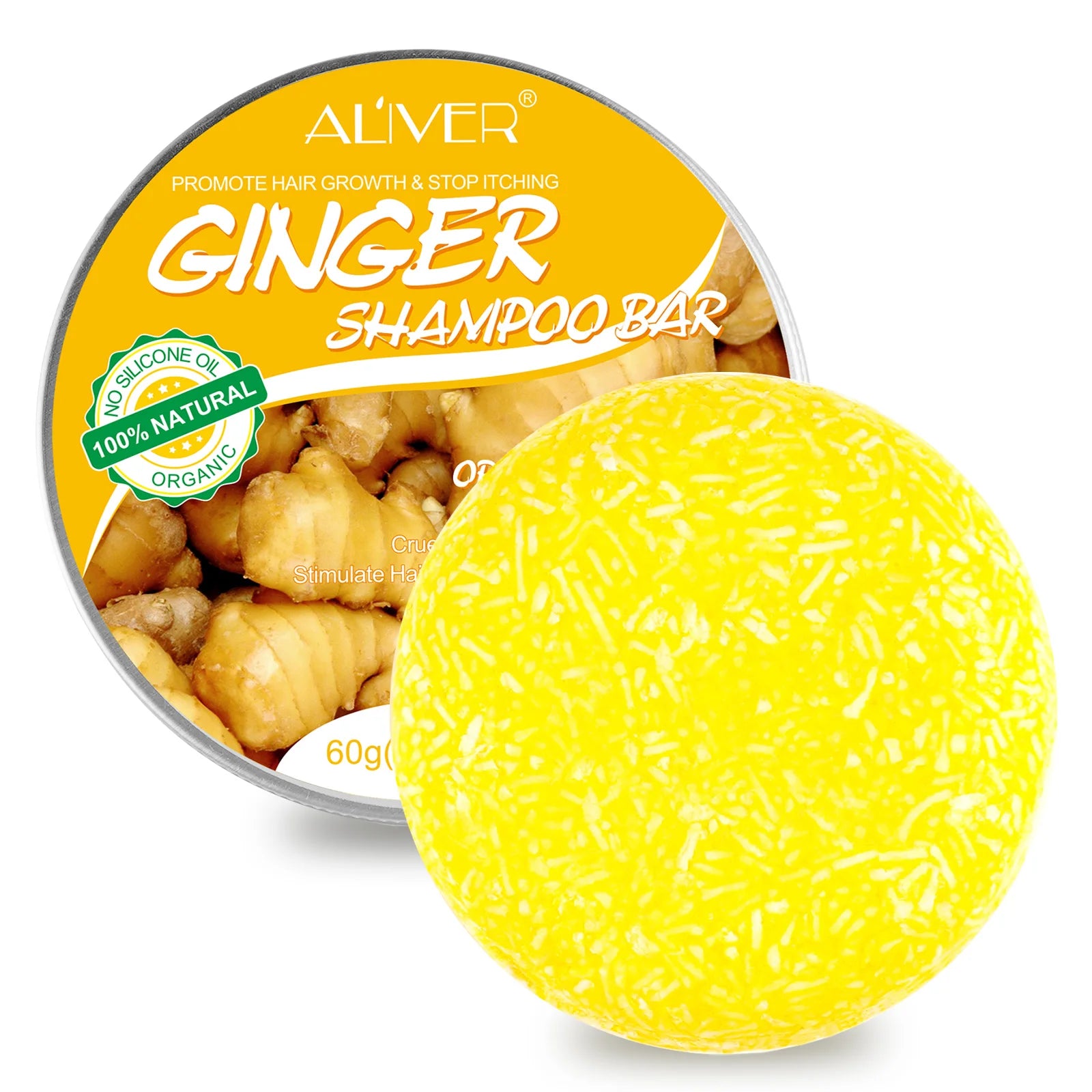 ALIVER Private Label Wholesale Natural Organic Relieve Itching Stimulate Hair Follicle Help Hair Growth Hotel Bath Ginger Soap