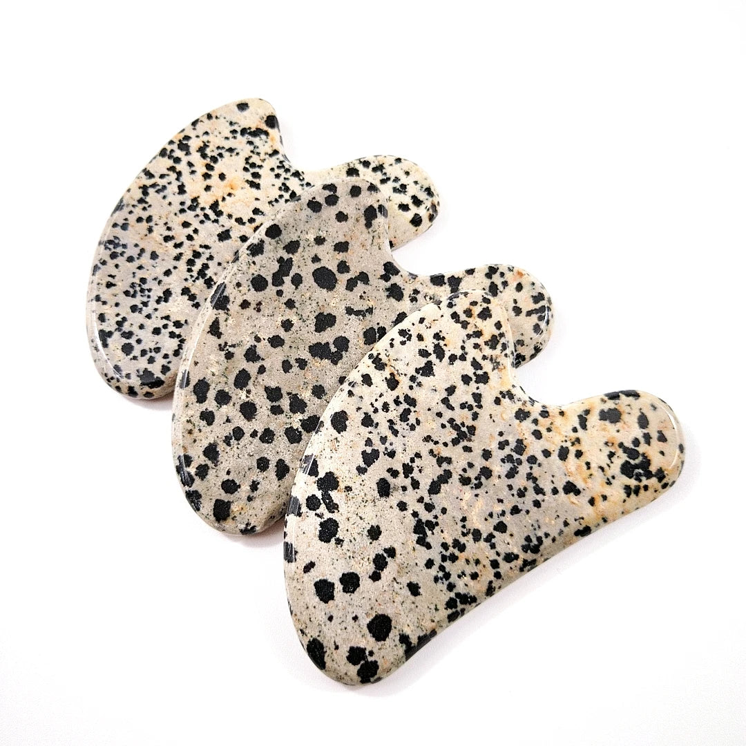 DIY Multi-functional Natural Anti Aging Face Facial Gua Sha Massage Heart Dalmatian Jasper Massage