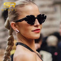 STORY T328 2025 Brand Design Trendy Yellow Pink Flowers Oversized Sun Glasses Fashion Cute Green Leaf Oval Sunglasses Women Men