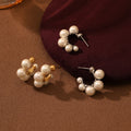 Dainty Stainless Steel Jewelry Shell Pearl Cc Earrings Pvd Gold Plated Chic Pearl Puddles Hoop Earring for Girls