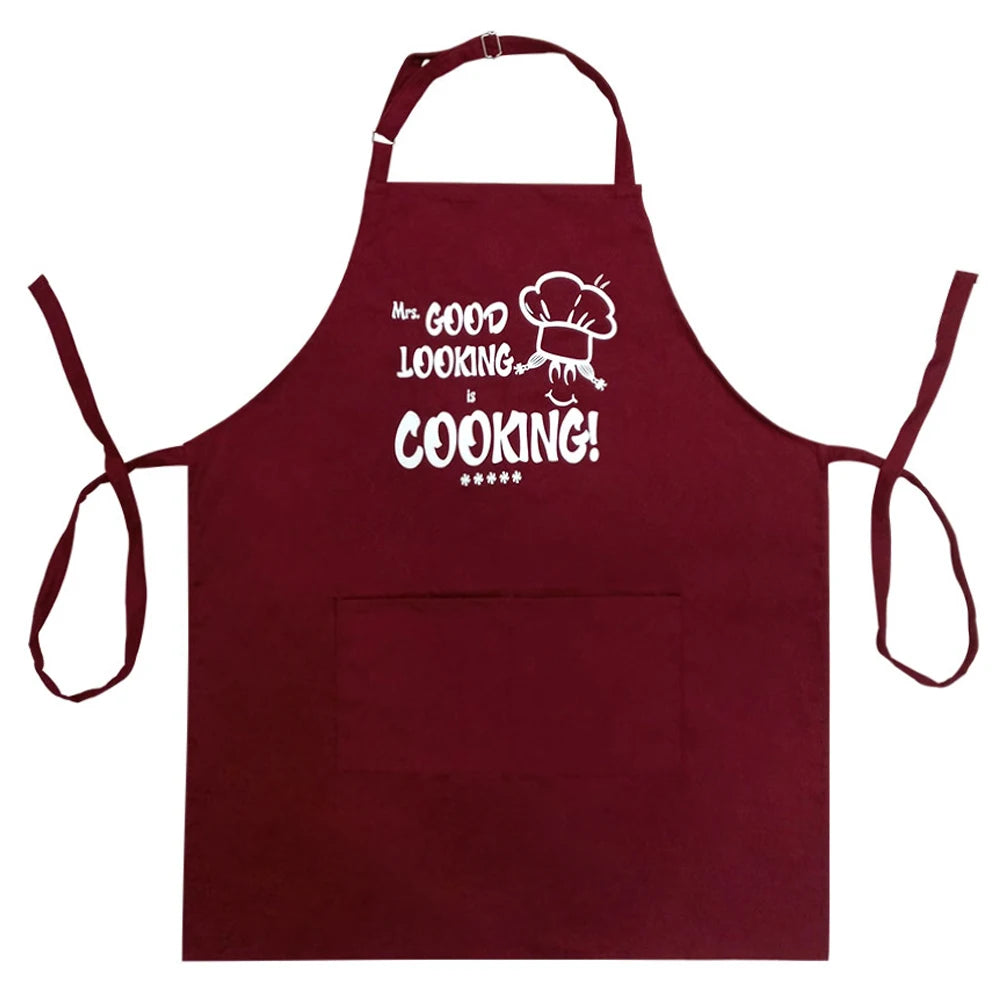 Adjustable Cotton Kitchen Bib Apron Embroidered Logo Restaurant-Style Sleeveless Cooking Cover Restaurant Adjustable Neck Strap