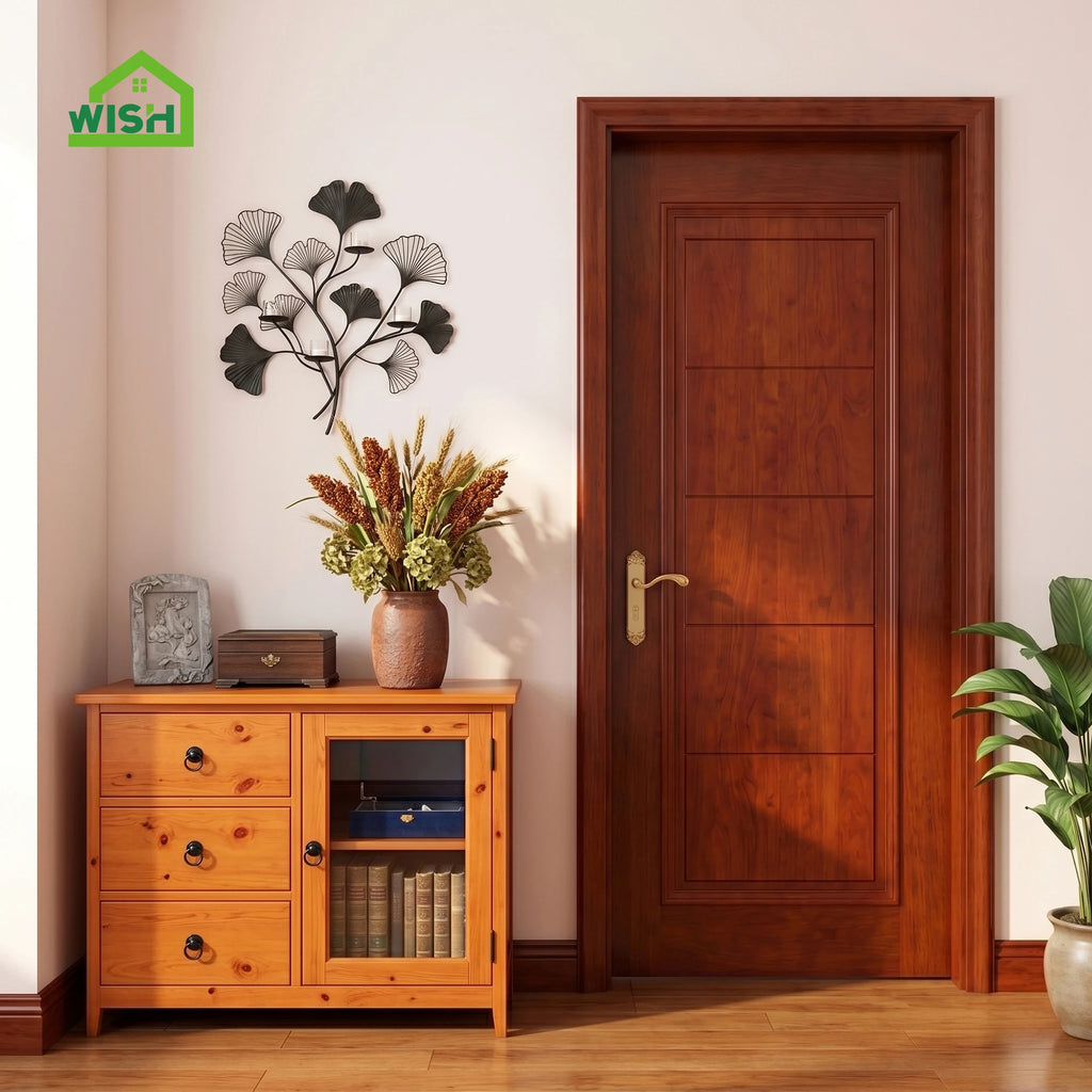 Modern Design Flush Wooden Veneer Manual Finished Sound Insulation Bedroom Door for Apartment Interior Use with 5 Year Warranty