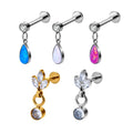 ASTM F136 Titanium 16G Ear Nose Studs Natural Opal CZ Earrings Dangle With Pendants Labret Helix Lobe Lip Piercing Jewelry