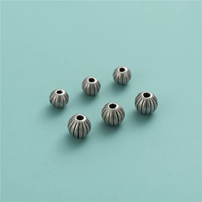 Popular 925 Sterling Silver Black Stripe Round Charms Beaded for Jewelry Making Accessories Wholesale