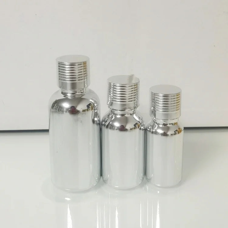 Luxury Empty 5ml 10ml 15ml 30ml 50ml 100ml Electroplating Silver Gold Essential Oil Glass Dropper Bottle With Pipette