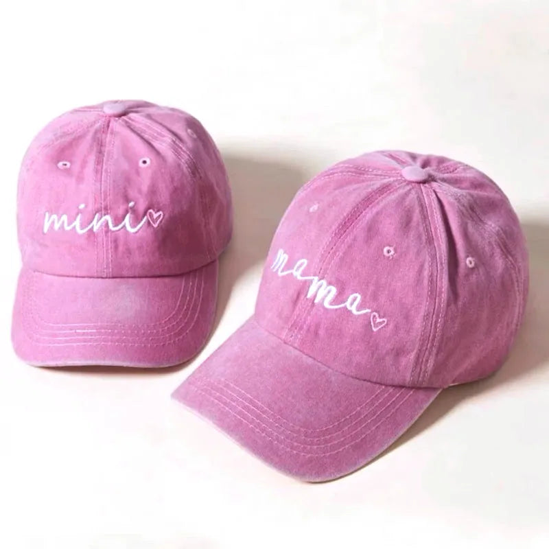 2pc Casual Mama Mini Baseball Cap Hat Sets Mother Daughter Adult Child Toddler Girls Adjustable