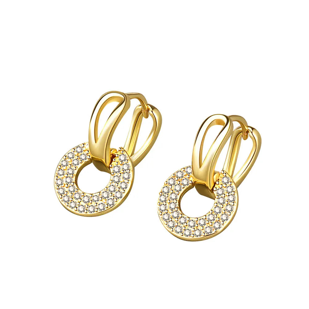 Hot Sale Huggie Hoop Earring for Women Diamond Gold Plated Dainty Hoop Dangle Earring Fine Jewelry