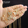 Non Tarnish Jewelry Cute Butterfly Zirconia Jewelry Gold Plated Brass Necklace for Women