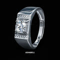 Fashion S925 Sterling Silver Double Row Diamond 1CT Moissanite Men Wedding Engagement Ring Jewelry