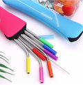 Reusable Stainless Steel Straight Bent Drinking Straws With Silicone Tips  Scratch-proof Silicone Suit Metal Straw