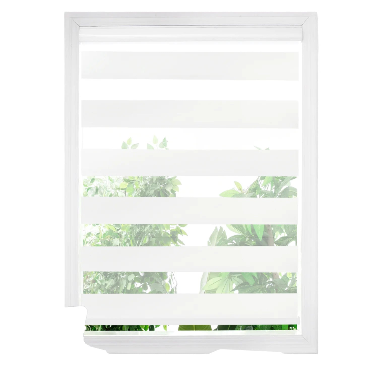Alexa Google Home Smart Control Motorized Electric Zebra Blinds Shades Double Layers Blackout White Color Fabric Zigbee