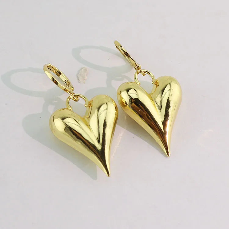 EM1344 Fashion Dainy Small Minimalist 18k Gold Plated Bulgy Puffy Puffed Puff Heart Star Huggie Hoop Earrings