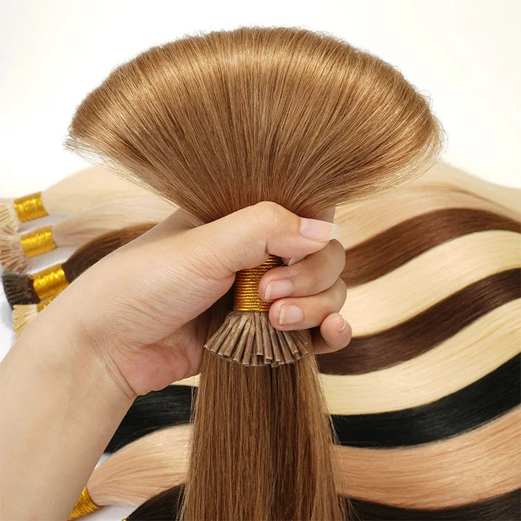 Wholesale Raw I Tip Keratin Flat Tip Hair Extensions Natural Human Hair Keratin I Tip Extensions