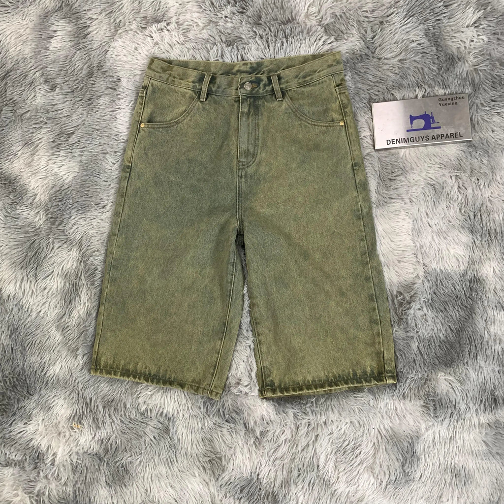 DENIMGUYS Street Wear Loose Men's Jorts Manufacturers Custom Logo Vintage Light Wash Mens Denim Shorts Shorts De Hombre