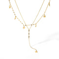 New Stylish Design Stainless Steel 18K Gold Plated MultiLayered Star Charms Buddhism Women Necklace Tarnish Free Jewelry Pendant
