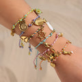 G3786 Wholesale 18K Gold Plated Bracelets Jewelry Beach Style Stainless Steel Fish Crab Shell Charms Braided Rope Bracelets