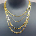 18K Gold Plated Figaro Chain Necklace Flat Chain Necklace