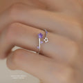 Luxury Purple Zircon Star Shape 925 Sterling Silver Rings Trendy Adjustable Cubic Zircon Silver Rings for Women Birthday Gifts