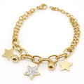 New Fashion Women's 18K Gold Plated Stainless Steel Waterproof Star Bracelet Geometric 18KPVD Zircon Jewelry