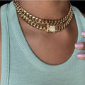 Hip Hop Vintage Cuban Buckle Fashion Neck Chain Trend Street Patting Snake Bone Chain Hollowed Out Collars Women Necklace