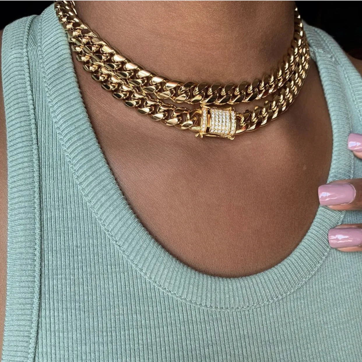 Hip Hop Vintage Cuban Buckle Fashion Neck Chain Trend Street Patting Snake Bone Chain Hollowed Out Collars Women Necklace