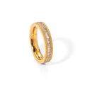 Fashion Stainless Steel Gold Plated Engagement Ring Iced Out CZ Cubic Zirconia Wedding Circle Jewelry Rings for Women Gifts
