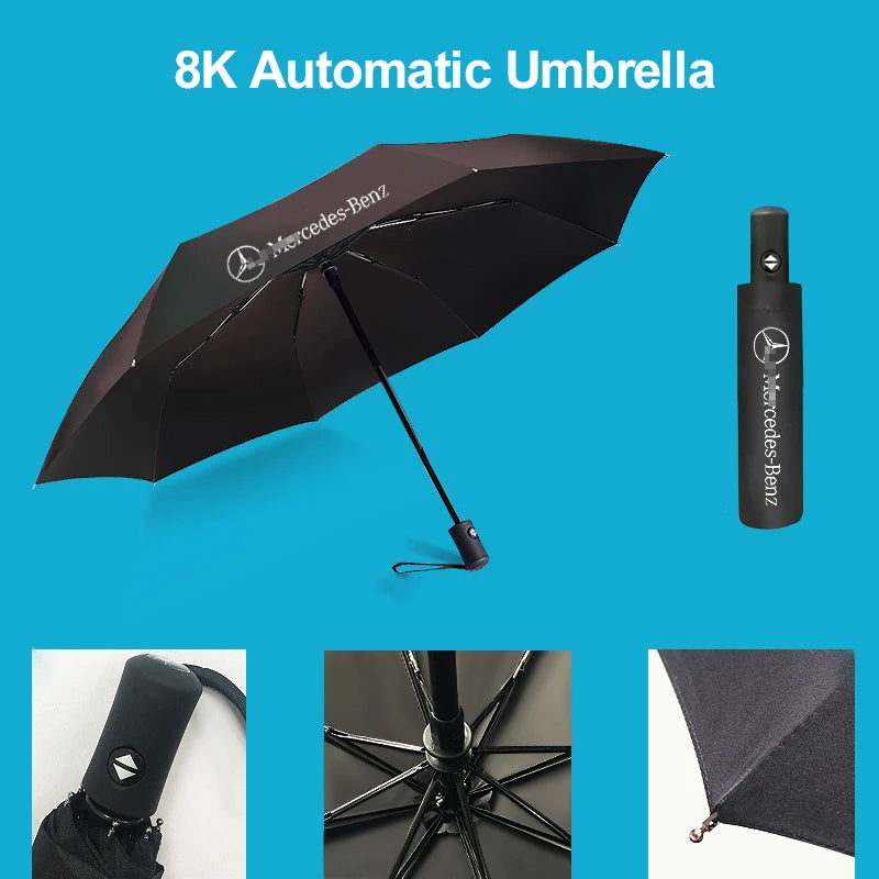 Luxury 8 Ribs Automatic Folding Umbrella Business Style Custom Logo Printing Travel Umbrella From 2 Professional Factories