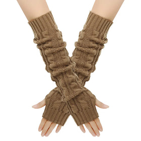 Women's Winter Warm Knitted Arm Warmer Gloves Mittens Long Fingerless Thumb Hole Gloves Sports Cycling Fishing Daily Outdoor Use