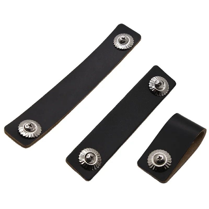 Modern Leather Door Handle Square Leather Handle Pulls for Cabinet Dresser Cupboard Practical Furniture Hardware