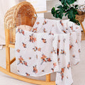 Kangobaby Popular High-quality Baby Muslin Swaddle 2 Layers 100% Cotton Baby Blankets Screen Printed Animal Print Folded
