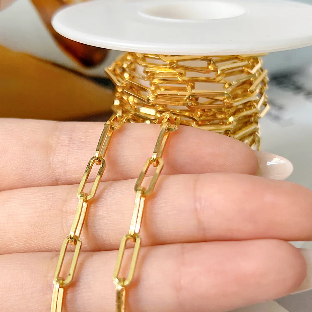 Genuine 1/20 14K Gold Filled 3.9x11.4mm Flat Paperclip Bracelet Necklace Chain for Permanent Jewelry Making