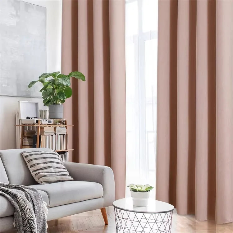 Linen Curtains Full Black Out Thermal Insulated Grommet Window 100% Blackout Curtains Drapes With Liner for Kids Nursery Bedroom