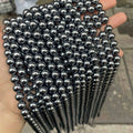 6-10mm Smooth Black Terahertz Round Stone Beads Health Protection & Healing Energy for DIY Jewelry Loose Strands