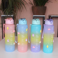Large 1000 ml Plastic Water Bottle Gradient Color Direct Drinking Sports Travel Camp Water Bottle for Adults