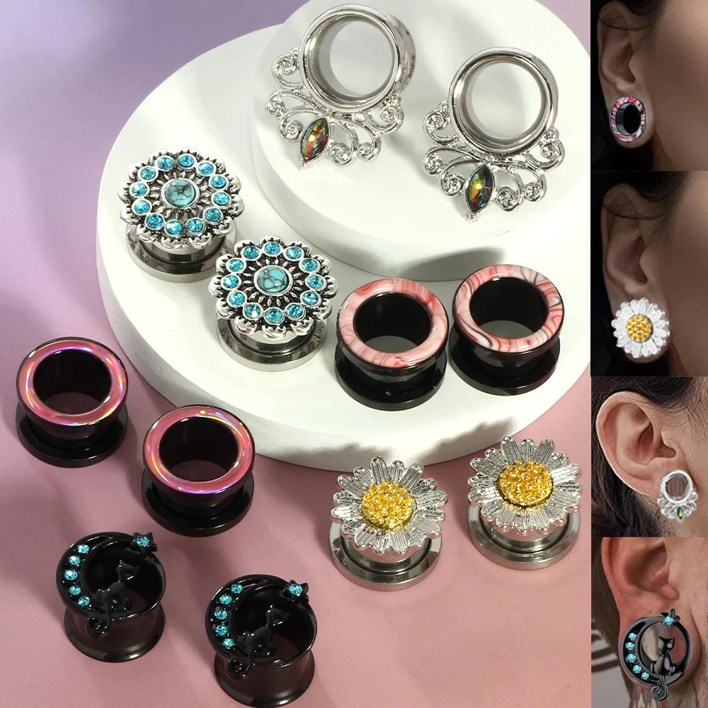 6-16mm Stainless Steel Ear Gauges Tunnels Plugs Piercing Jewelry Spiral Ear Expander Piercing Stainless Steel Ear Tunnel