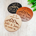 Wholesale JuXing Mountain Wedding Coaster-Lucky Draw Gift Wood & Felt Custom Shape/Size Digital Printing Date Engraving