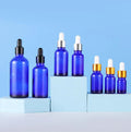 Silk Printing logo Skincare Serum Packaging 5ml 10ml 15ml 20ml 30ml 50ml 100ml Blue Glass Dropper Bottle