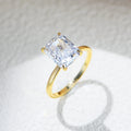 High Quality Gold Plated 8*10mm Ice Cut 5A Zircon Engagement Ring Factory Wholesale Custom 925 Sterling Silver Wedding Jewelry
