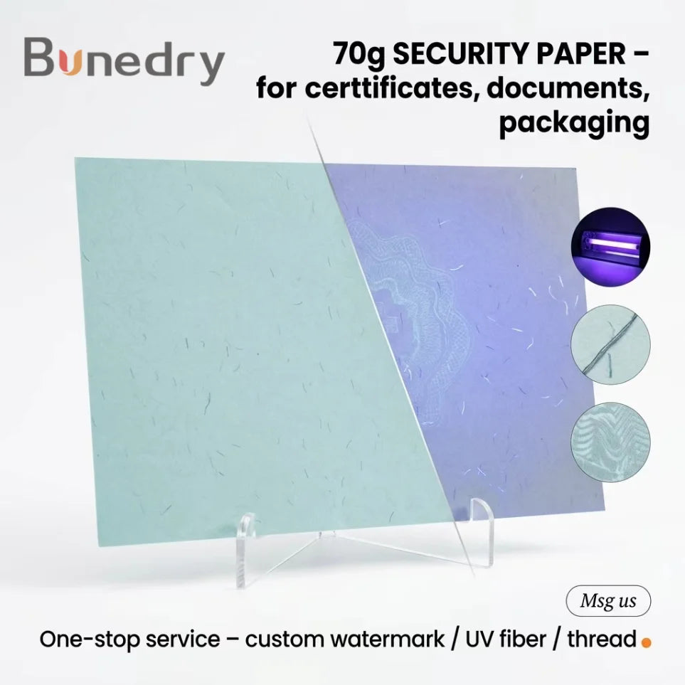 70g Security Paper Watermark Uv Fiber Anti-forgery Paper for Certificate Document Packaging Printing Factory Supply