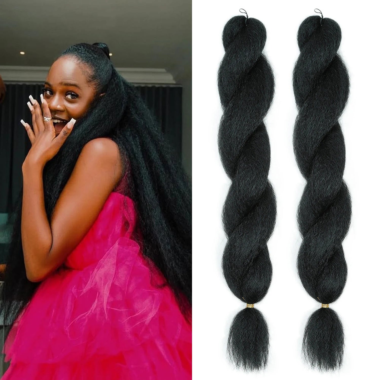 Vixen Crochet Bulk Hair 26 Inch Jumbo Synthetic Braiding Hair Fluffy Kinky Straight Crochet Braids Extension Hair