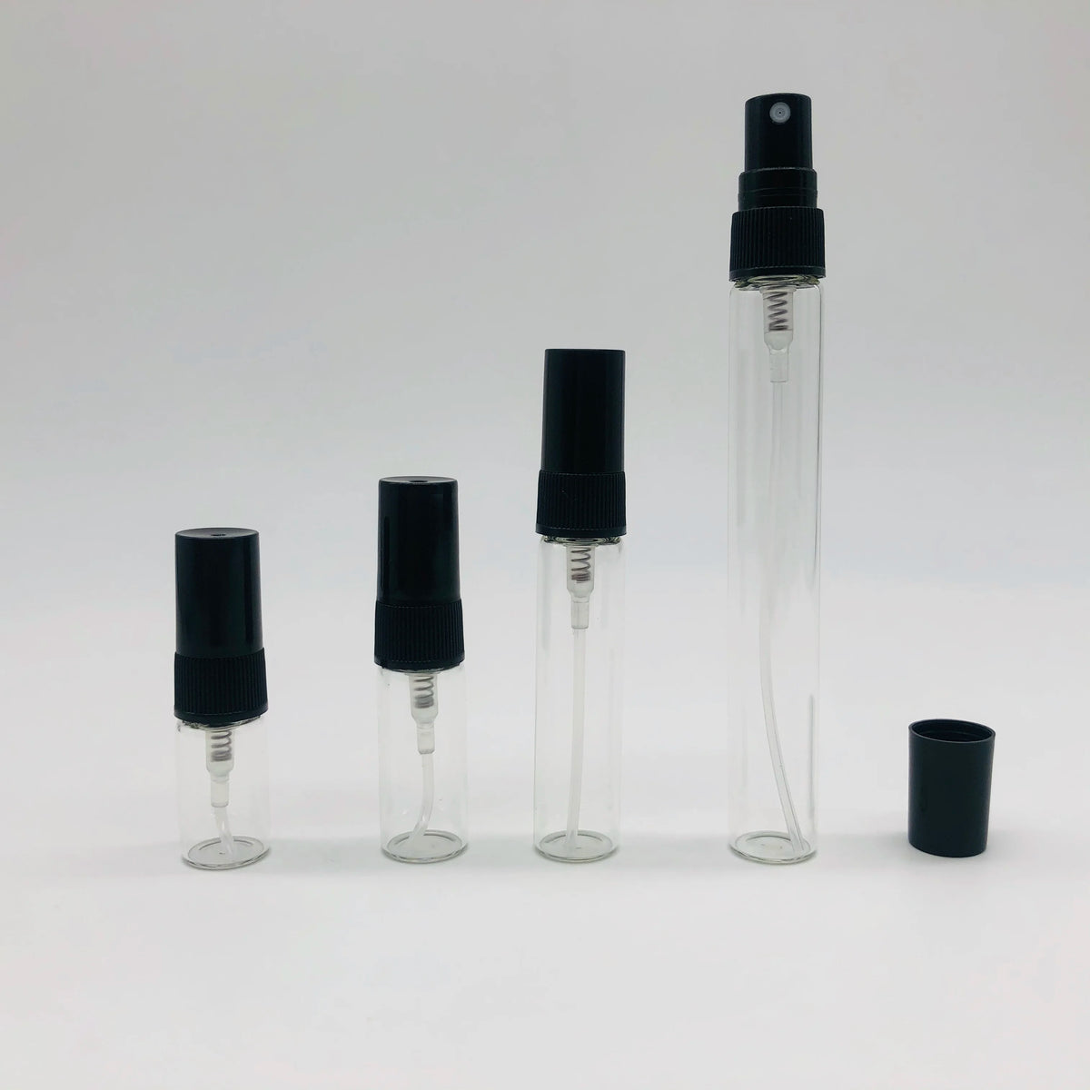 2ml Clear Glass Perfume Sample Vials Mini Mist Sprayer Bottle with Spray Cap and Pump Hot Stamped Carton Packed MegaBDM