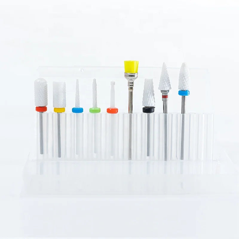 Value Package 9pcs Ceramic Nail Drill Bits Set Manicure Pedicure Tool Burr File Grinding Bit Nail Drill Bit for Drill Machine