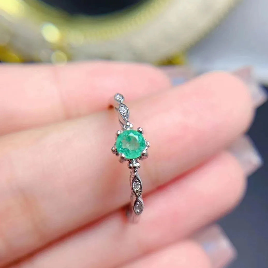 Hot Popular African Fashion Classic 925 Sterling Silver Squillo Collection Natural Emerald Rings for Women Wedding Party