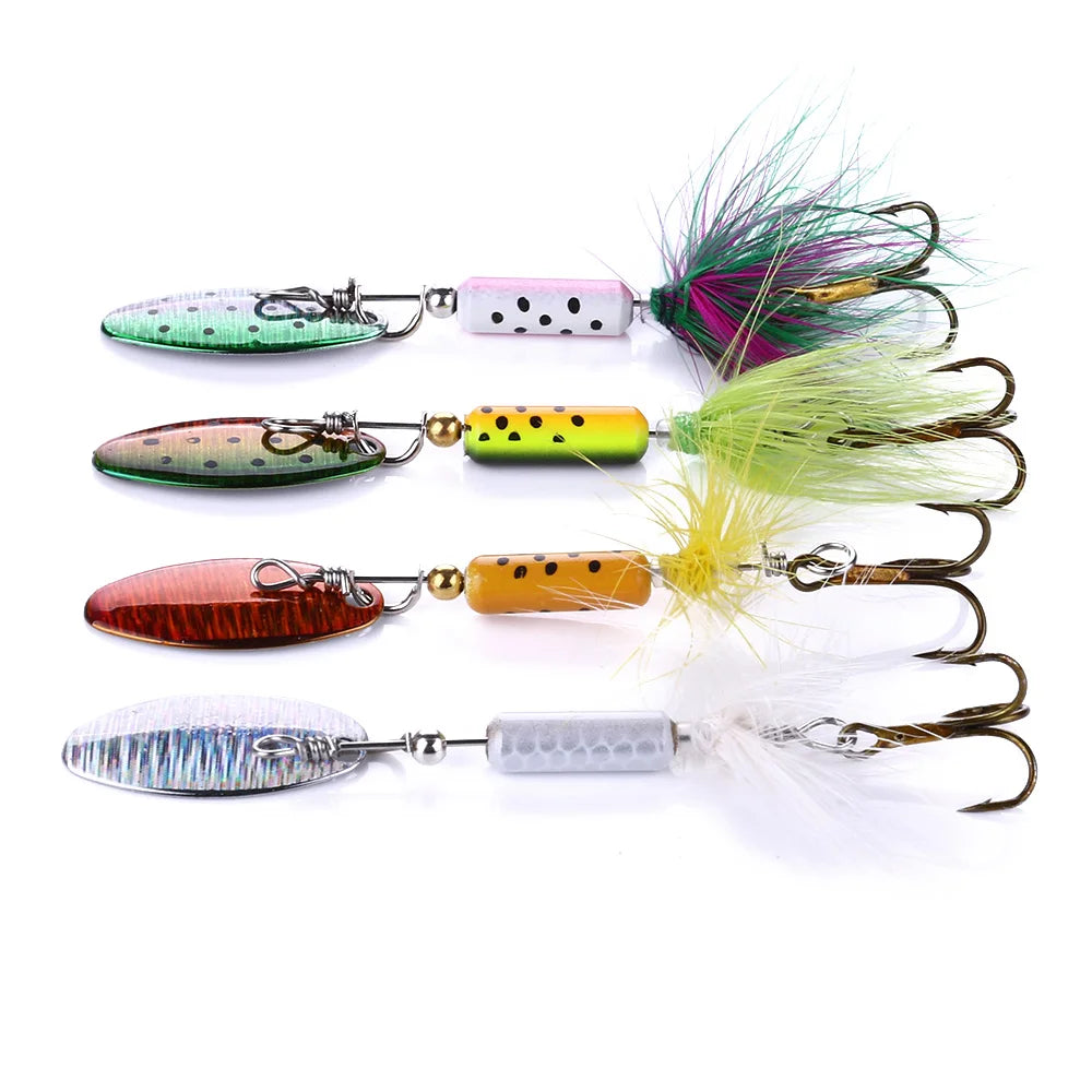 HENGJIA New 6.5CM-3.5G Metal Spinning Fishing Lures Artificial Bait Spoon Lure Spinner