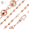 5mm FJ Fallon Fashion Jewelry Glossy Mixed Scrub Beads Link Chain Plated in Rose Gold Brass Based