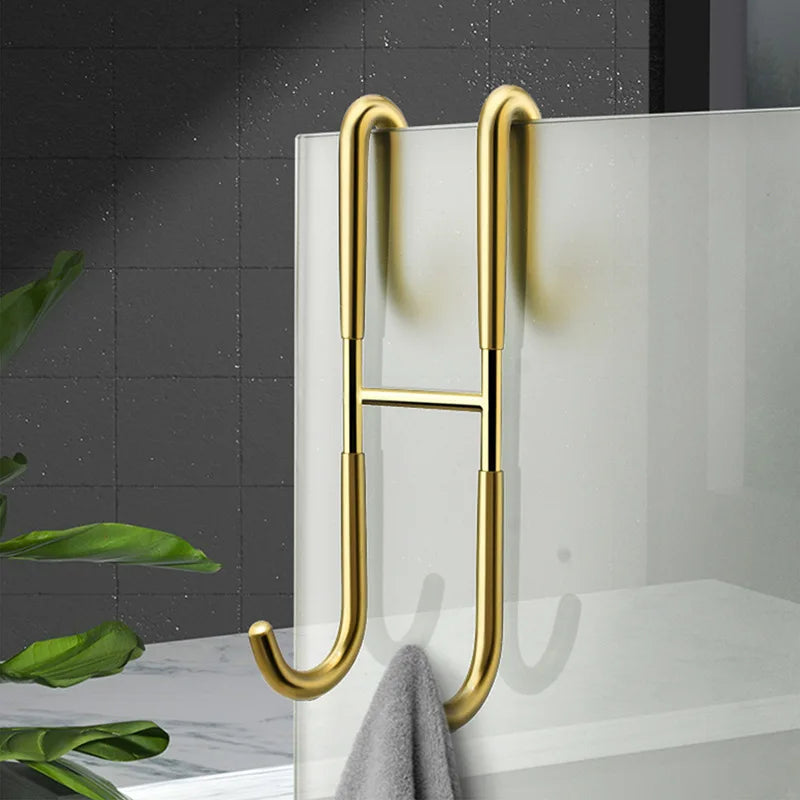 Over Shower Glass Door Hook Stainless Steel 304 Gold Sliver Black Bathroom Hanger Frameless Glass Shower Door Squeegee Hooks