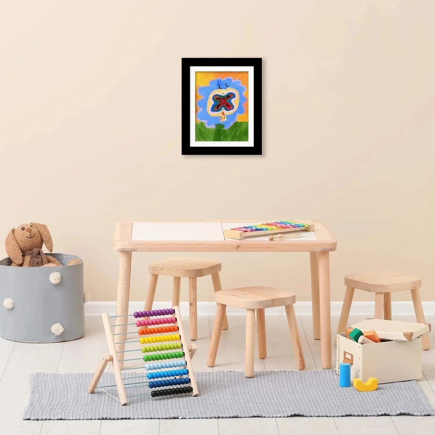 Children's Magnetic Wood Frame Home Decor Changeable Kids Art Poster Photo Drawing Paintings Pictures Display UV Iron Front Open