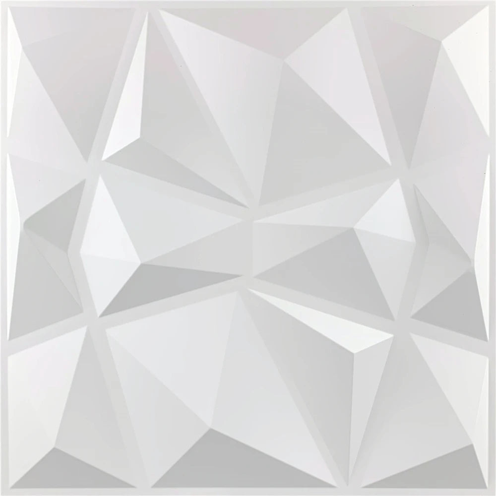 3D Wall Panels MatteWhite 50cm*50cm PVC Waterproof Wall Panel Board for Interior Home Hote Interior Wall Decoration